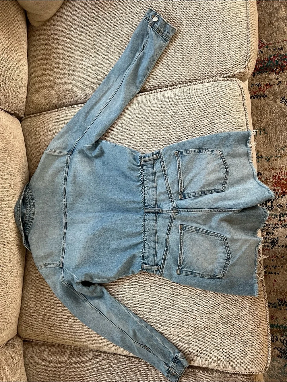 Zara Light Blue Denim Jean Shorts Romper